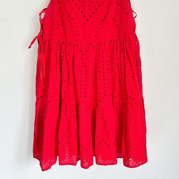Saints & Hearts Eyelet Tiered Peplum Tank Top Red Size S - Picture 5 of 9